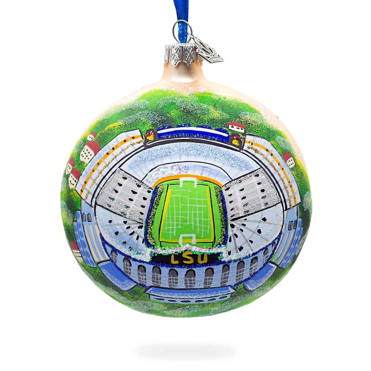 LSU Tiger Stadium, Baton Rouge, Louisiana, USA Glass Ball Christmas Ornament 4 Inches